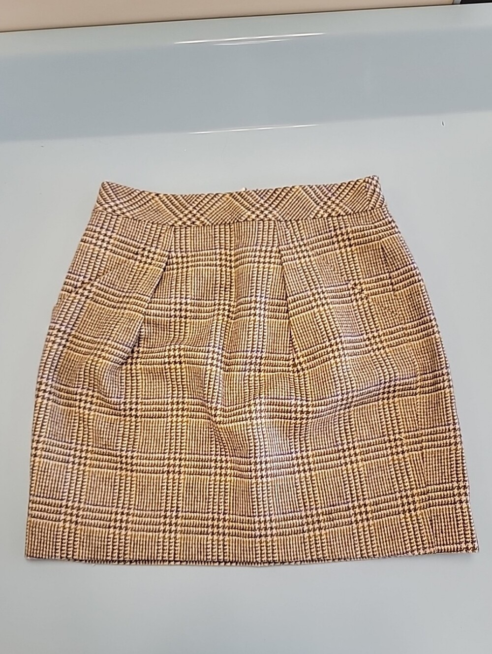 J. Crew Plaid Mini Skirt in Tan and Black Y2K